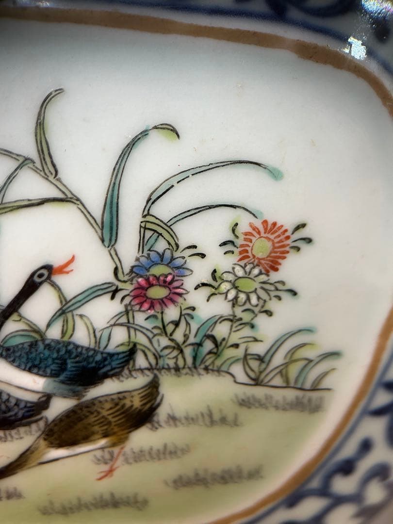 大清道光年製 手描 粉彩 牡丹双鳥図 壁瓶（壁掛け花瓶）中国古美術 希少 古玩