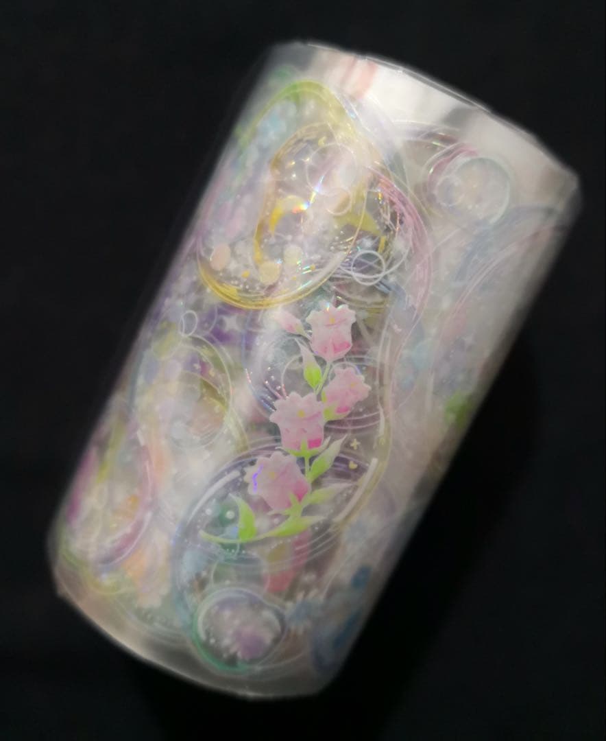 【8698】海外　マステ　5m巻売り　貝殻光カッティング泡　虹色マスキングテープ