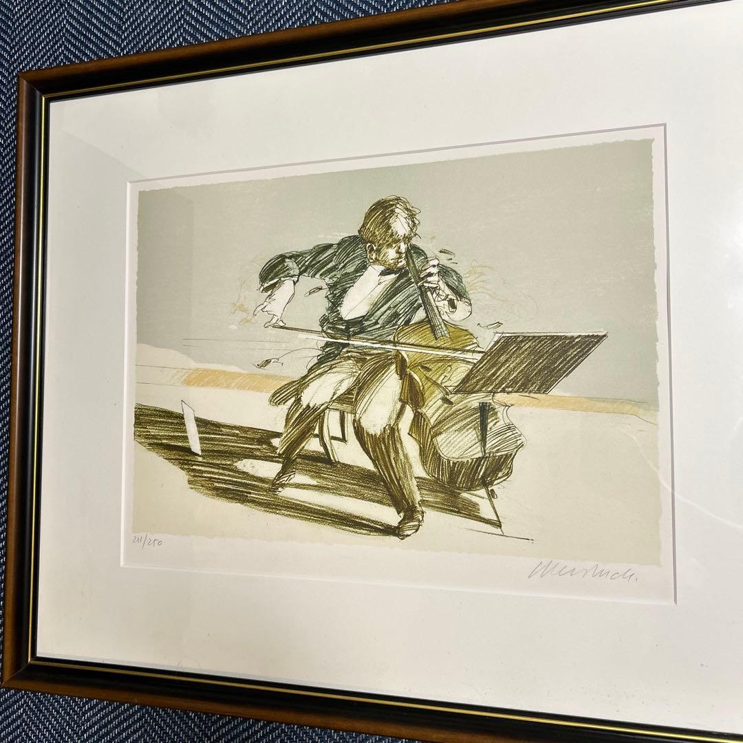 クロード・ワイズバッシュ　チェロ演奏　リトグラフ 211/250