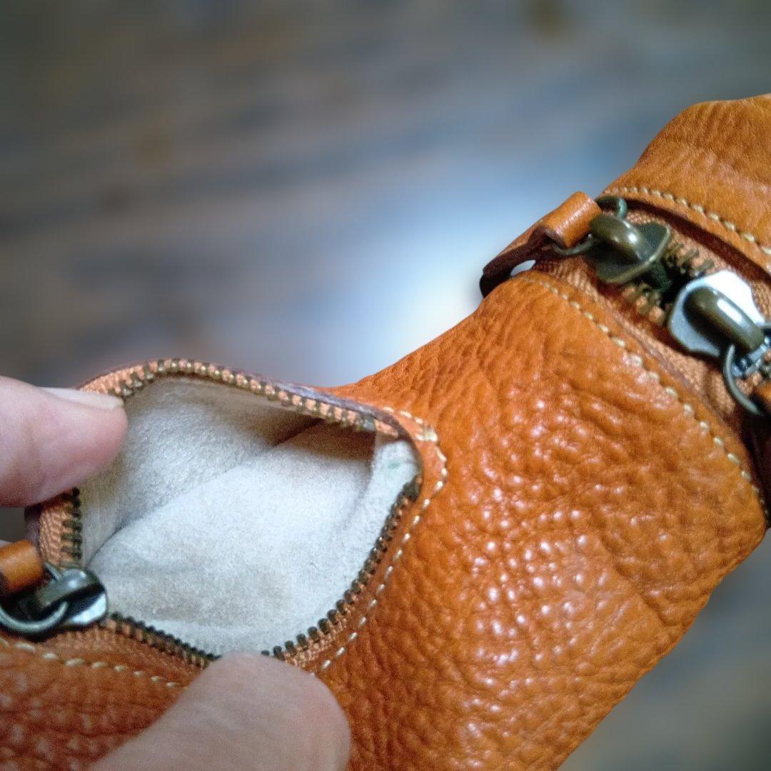 土屋鞄 トーンオイルヌメ革　シボ凸凹のドラム型ペンケース