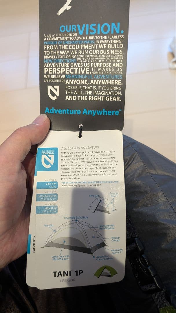 [新品未使用]NEMO TANI 1P　テント
