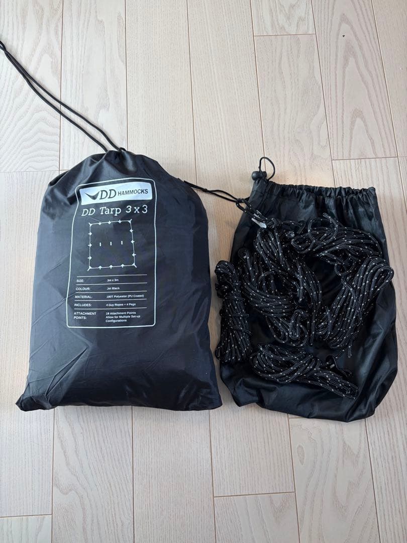 最終値下げ　DD Tarp 3x3 ブラック　社外ガイロープ付き