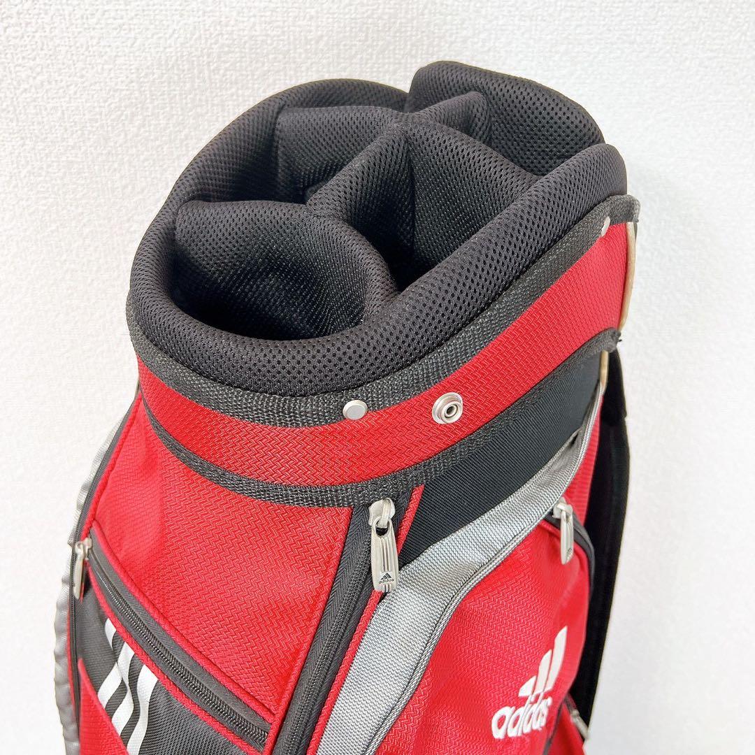 アディダス ゴルフ キャディバッグ 9型 6分割 レッド ブラック フードカバー