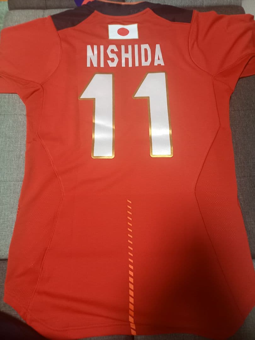 アシックス バレー日本代表ユニフォーム 11 西田有志 2053A099 赤Ｍ