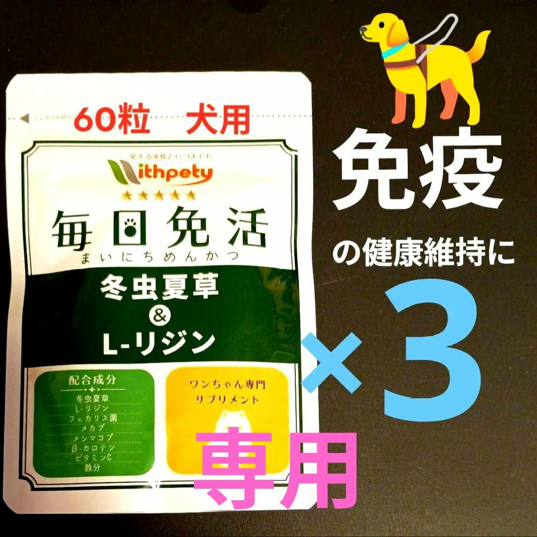 M1　60粒×3袋　犬用　毎日免活 　＋健心 1袋 犬猫兼用
