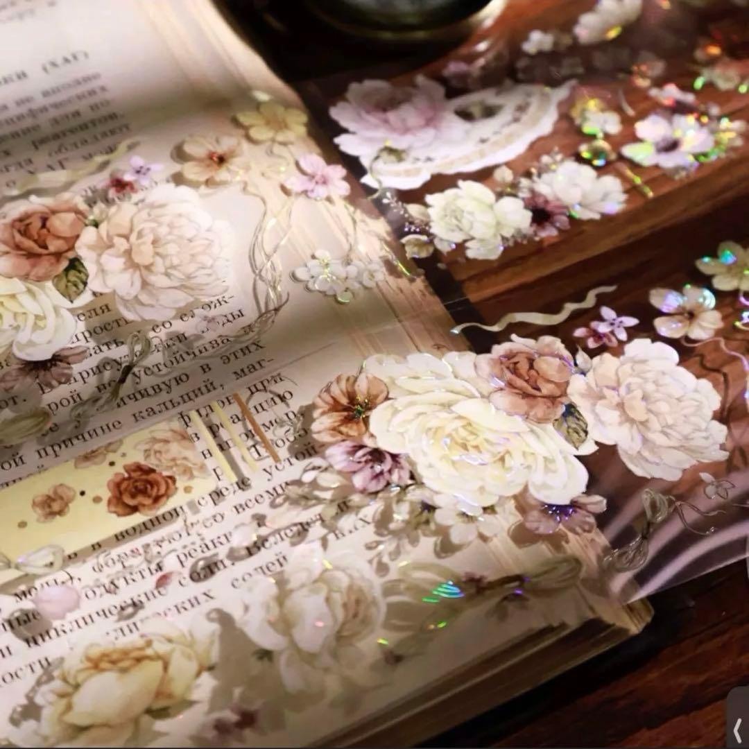 贝壳光 6cm×5m 半溪月 海外マスキングテープ　海外マステ　花