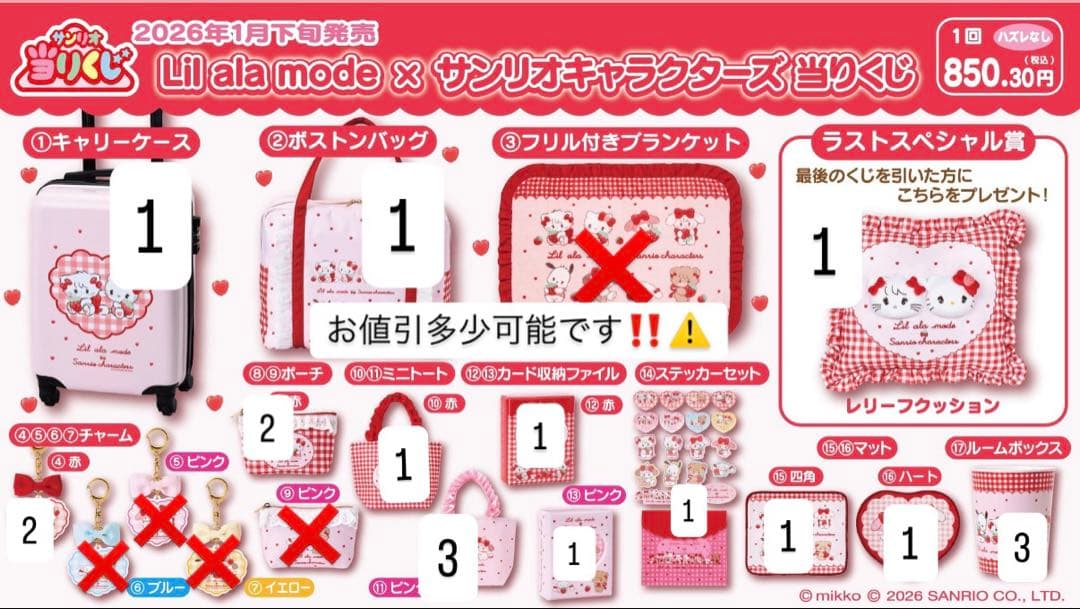 Lil ala mode mikko × サンリオ当たりくじ ほぼ全種類