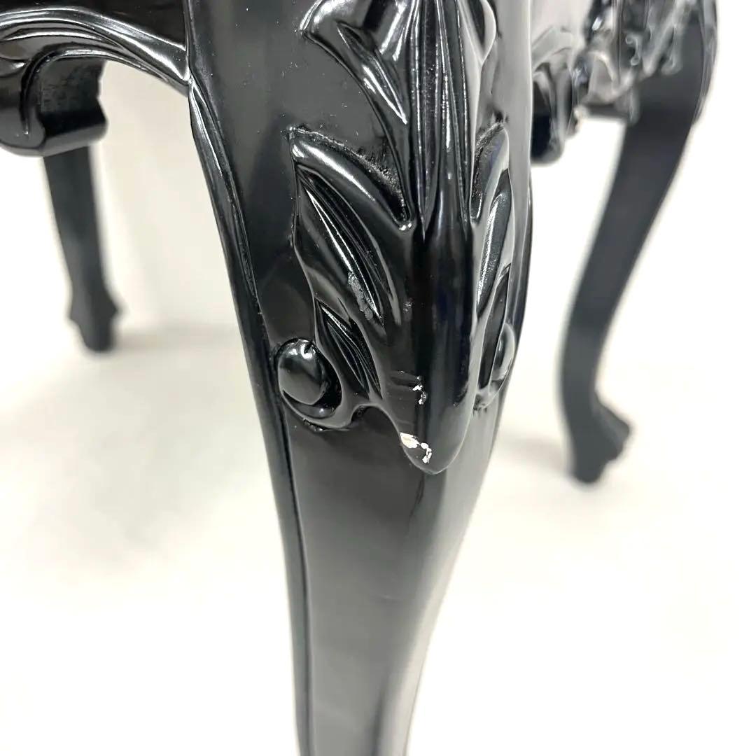 【美品】ロココ様式 アンティーク調 オットマン スツール 彫刻 ブラック