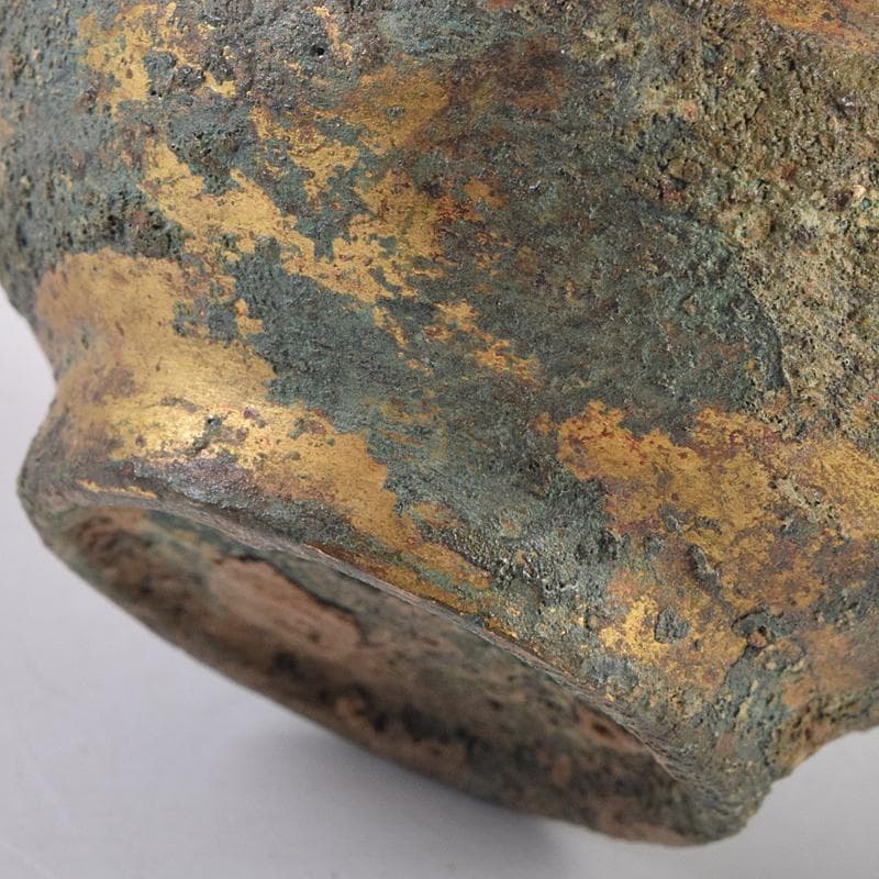 したん　中国　古銅鍍金　鶴形水滴　時代箱付　F　R8857