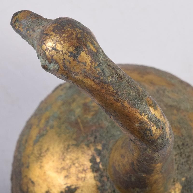 したん　中国　古銅鍍金　鶴形水滴　時代箱付　F　R8857