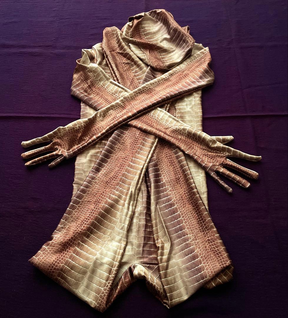 クロコダイル系衣装　フルフェイススムースニット　Japanese Zentai