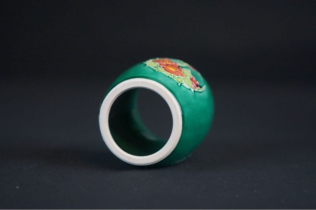 中村翠嵐窯 青交趾花丸 皆具 共箱 茶道具