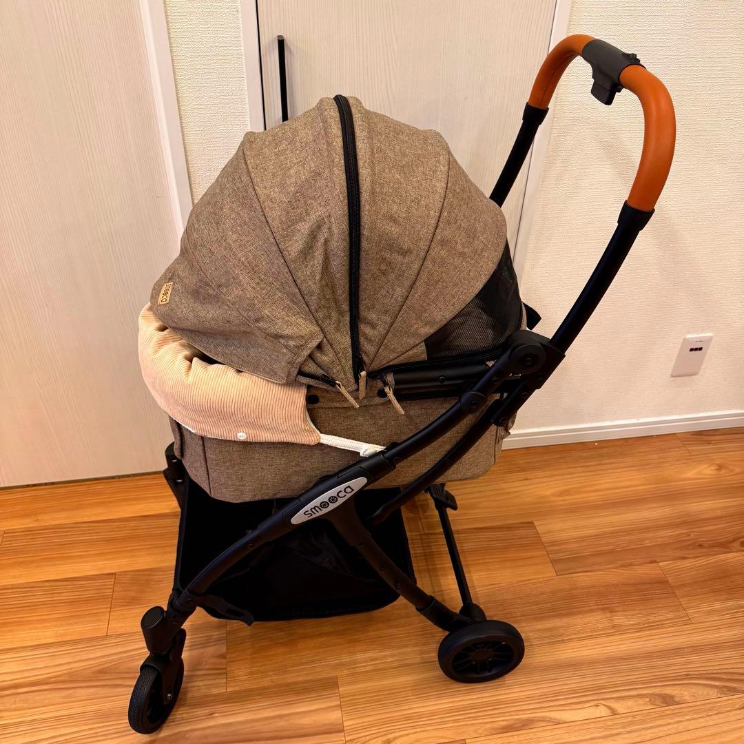 極美品 smooca ペットカート スムーカ レザー ブラウン 折畳