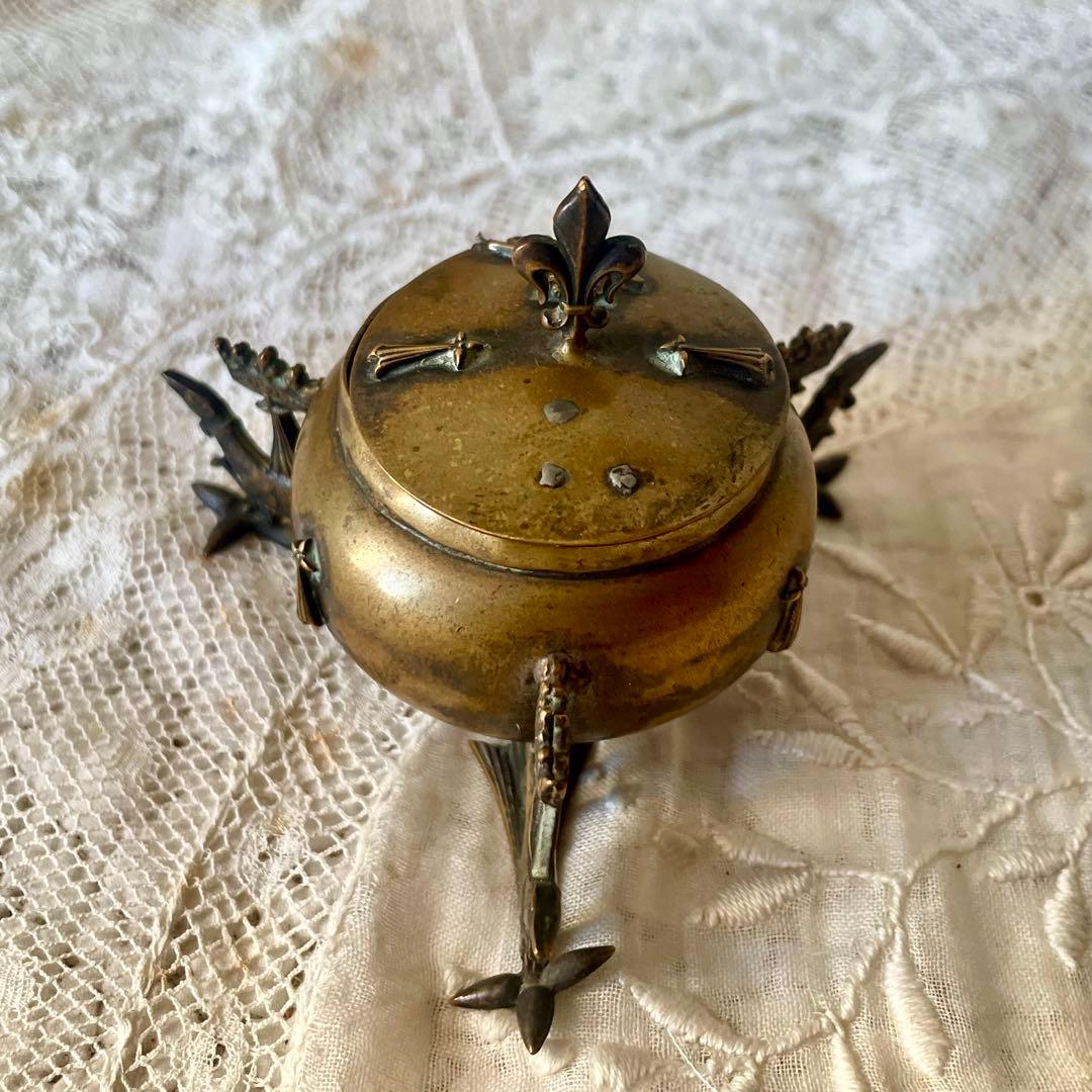 ブルターニュ エルミン紋章書斎用インクウェル インク壺 フランスアンティーク