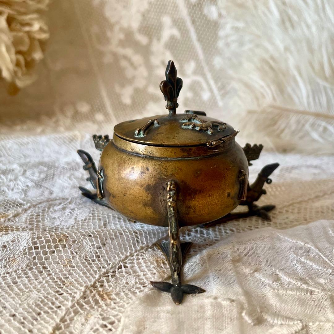 ブルターニュ エルミン紋章書斎用インクウェル インク壺 フランスアンティーク