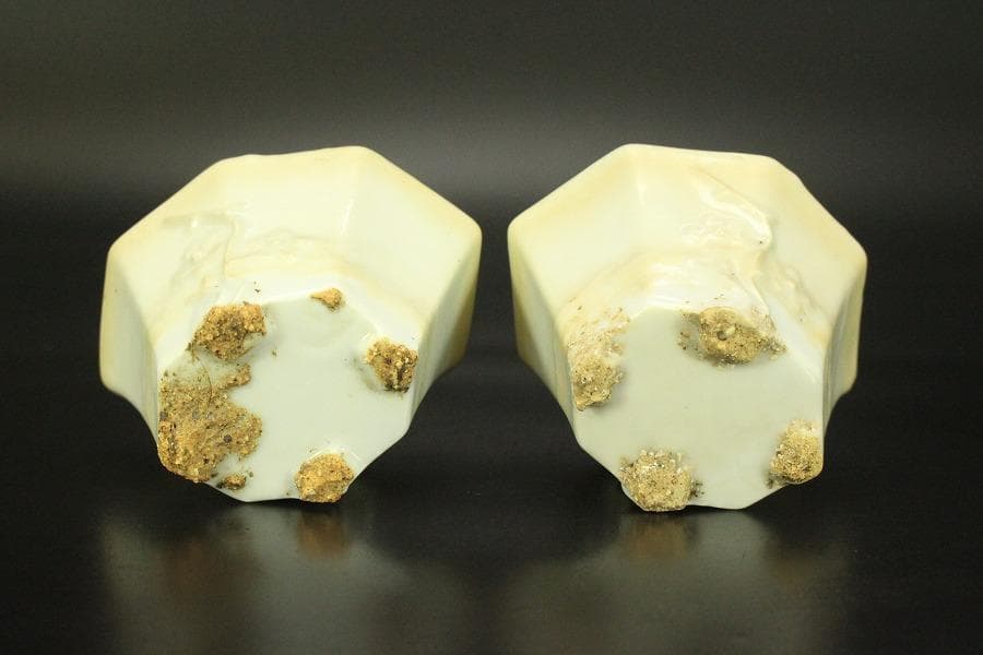 中国美術 白磁 梅花紋 八方 碗 一対 煎茶(HA500)