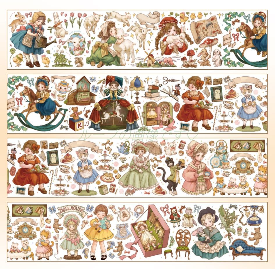 残２☆SALE✩再販✩J199＃朵拉的玩偶屋(晶透)切り売り海外人物マステ女の子