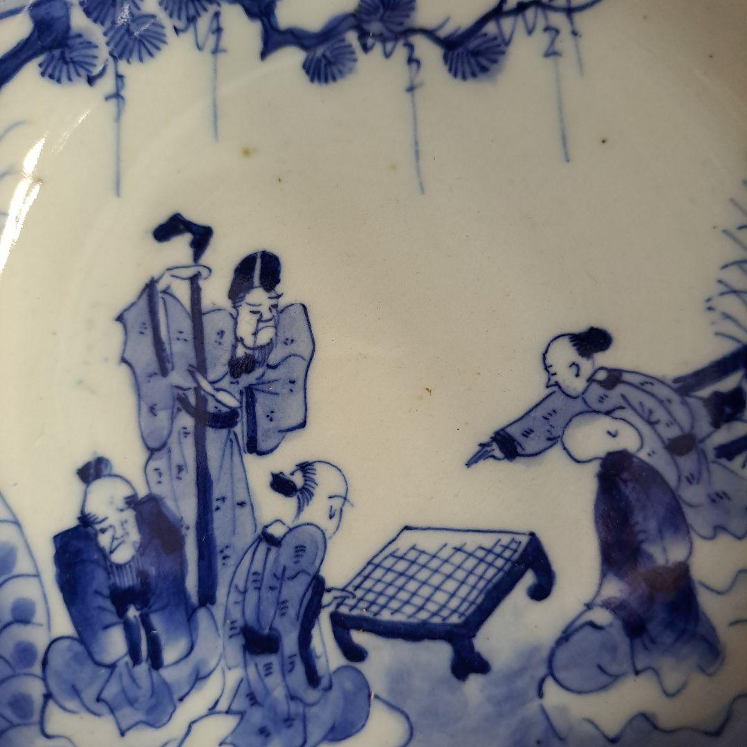 古伊万里　江戸中　 成化年製　小鉢 　人物囲碁図　縁朱 五客揃　極上