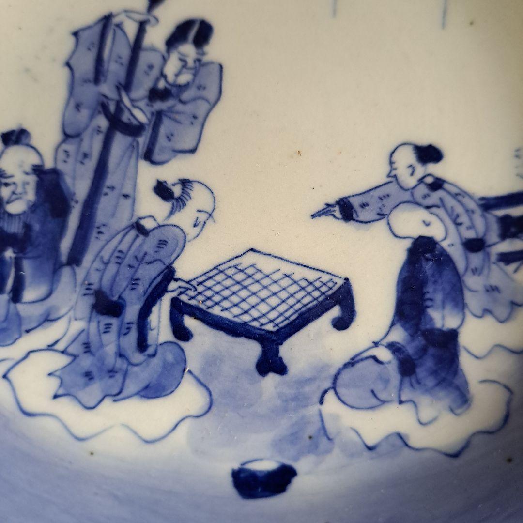 古伊万里　江戸中　 成化年製　小鉢 　人物囲碁図　縁朱 五客揃　極上