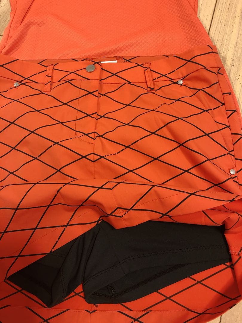 デサント ゴルフ セットアップ 上下セット　ポロシャツ　スカートオレンジ　M