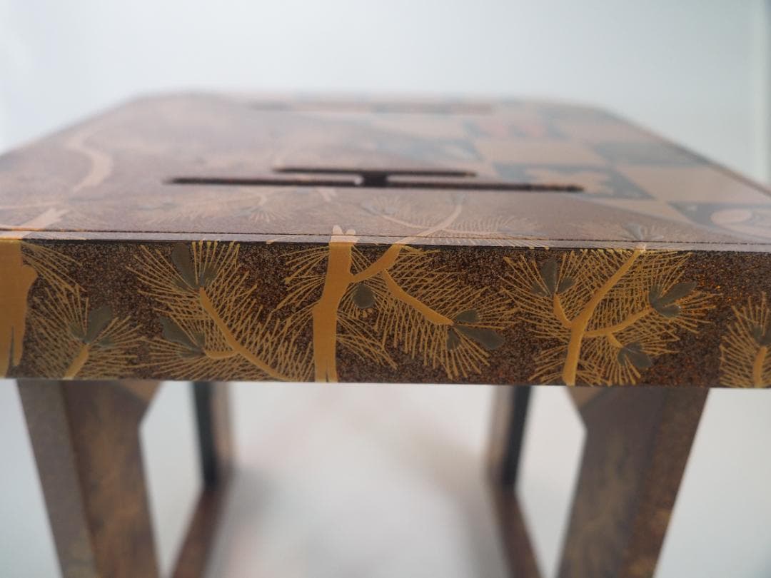 松ニ宝尽くし時代蒔絵花月台・三ッ組盃揃い（時代箱）