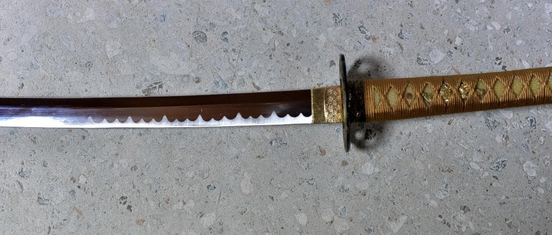 模造刀2振り（大刀、脇差）拵え山吹色　侍　武闘家　居合刀、日本刀