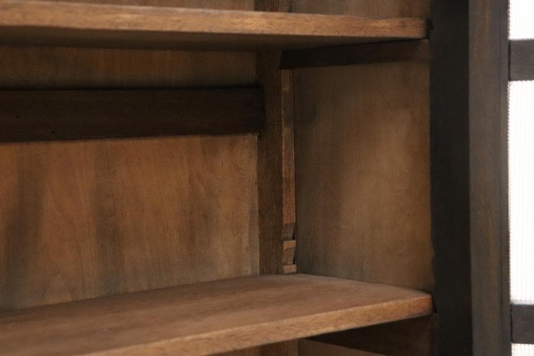 レトロ ガラス キャビネット ダイヤガラス 食器棚 書棚 本棚 本箱 収納 水屋