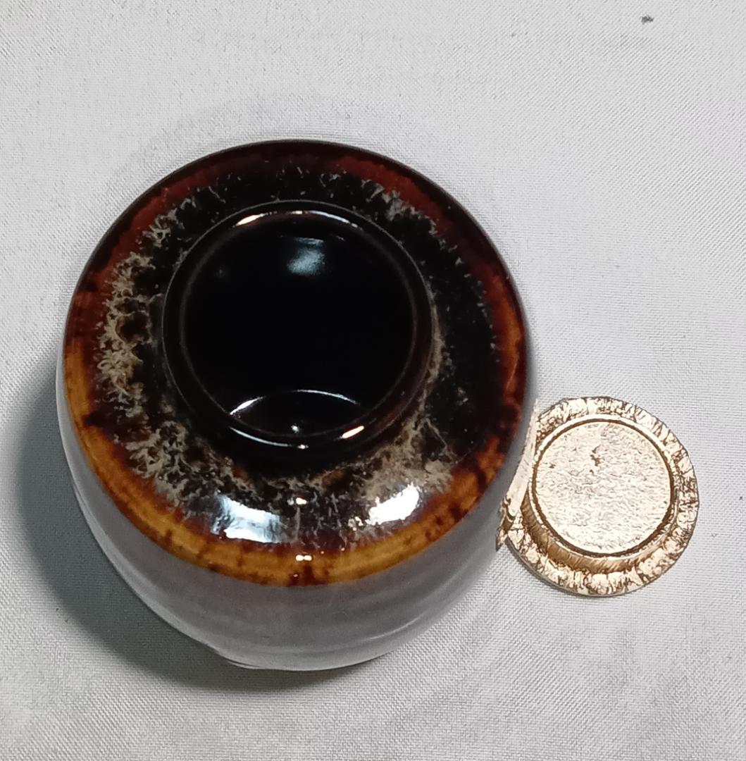 茶道具　京都洛東　桶谷定一作　肩衝茶入　帯鈎文錦仕覆付き　美品！！