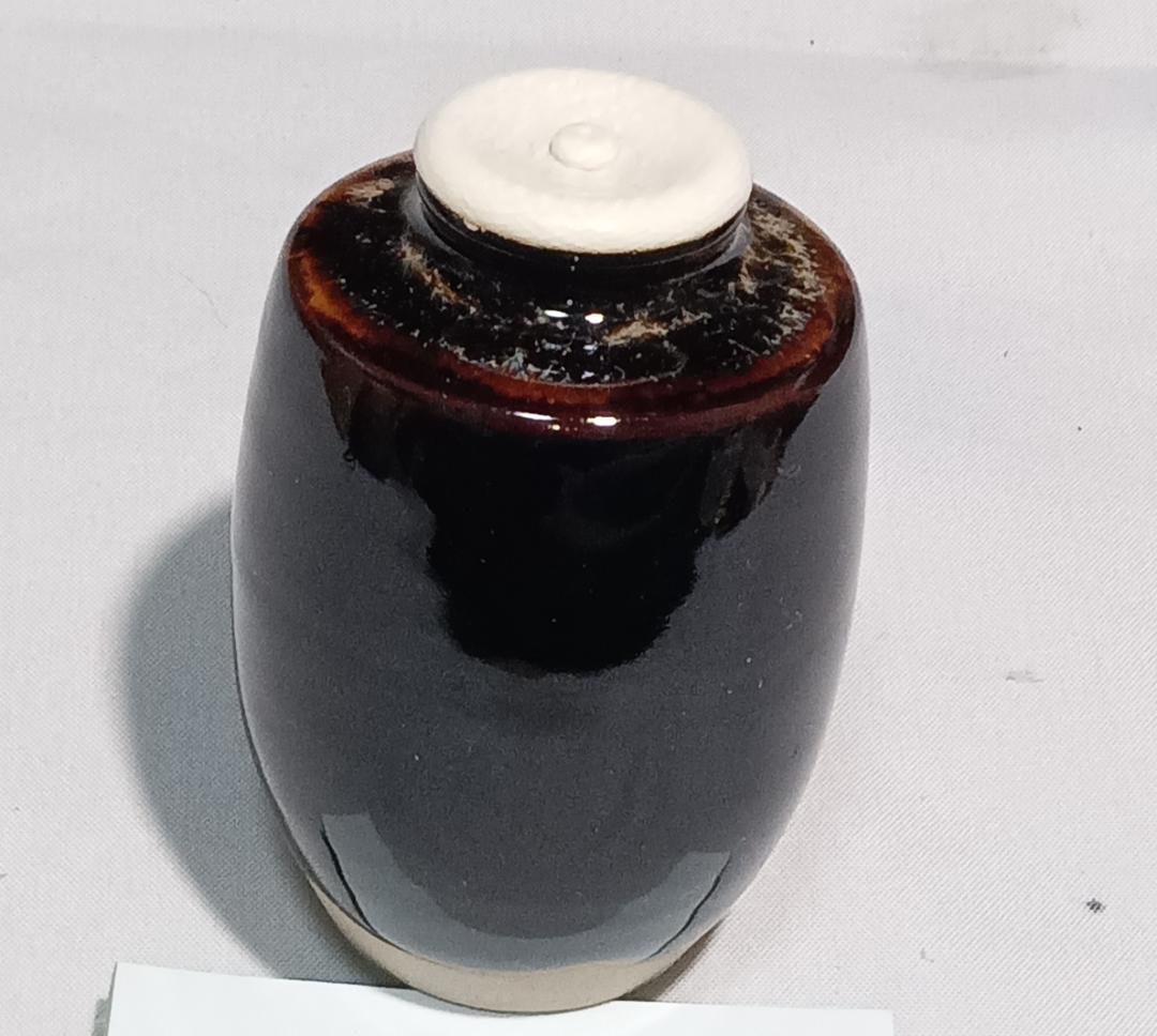 茶道具　京都洛東　桶谷定一作　肩衝茶入　帯鈎文錦仕覆付き　美品！！