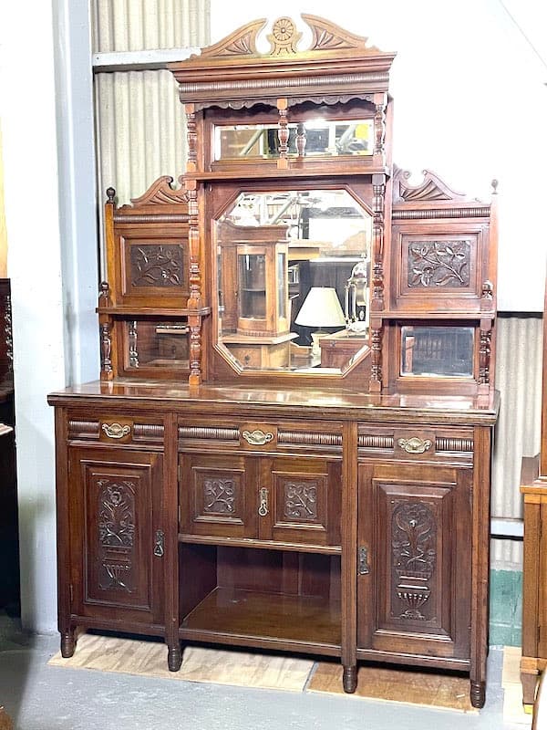 関西限定　送料別　アンティーク　ミラー付きサイドボード　飾り棚　キュリオケース