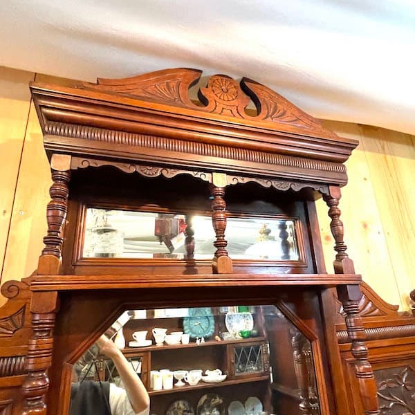 関西限定　送料別　アンティーク　ミラー付きサイドボード　飾り棚　キュリオケース