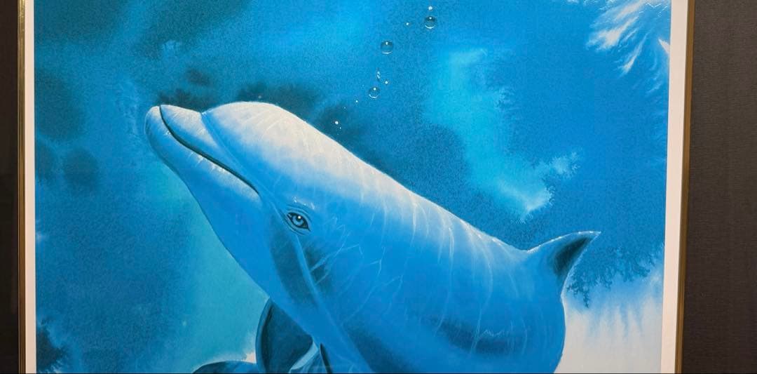 #クリスチャン・リース・ラッセン 「ドルフィン 」 ミクスドメディア版画 額装