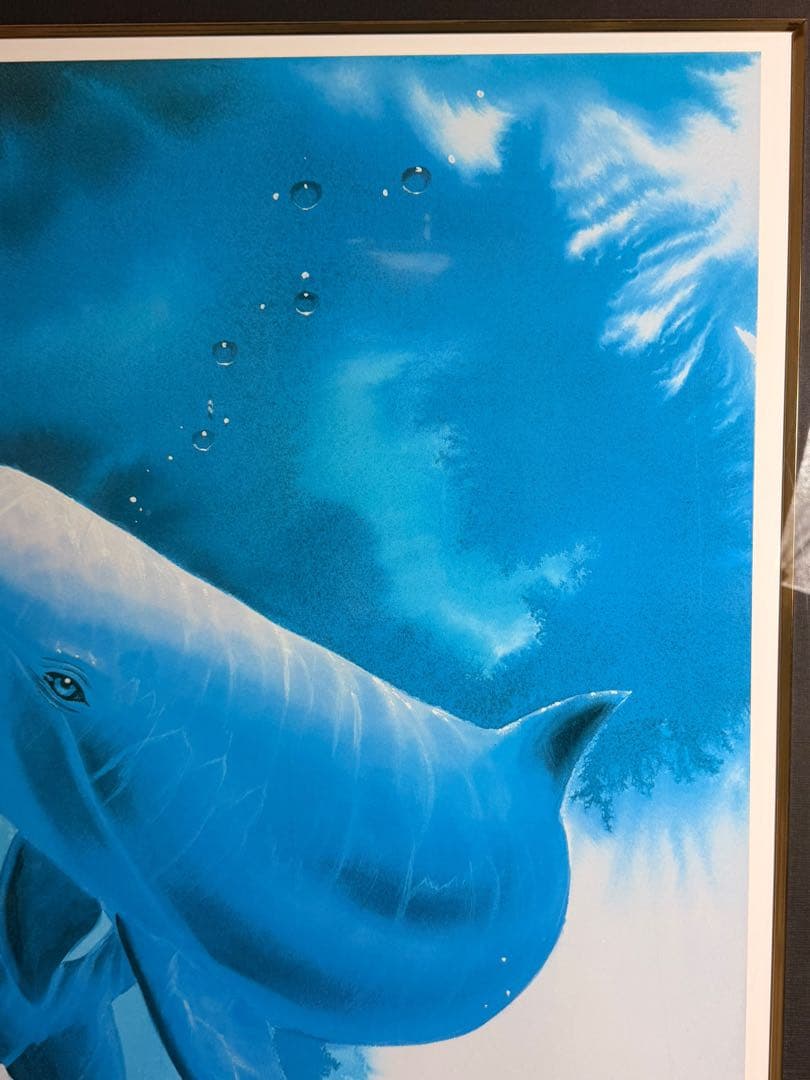 #クリスチャン・リース・ラッセン 「ドルフィン 」 ミクスドメディア版画 額装