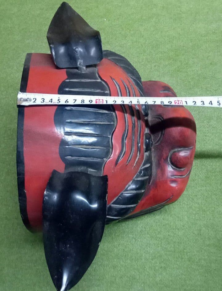 獅子頭 雌型 木製 木彫り 時代物 アンティーク 置物 縁起物