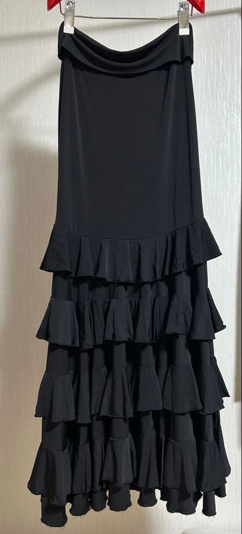 フラメンコ 衣装 ファルダ スカート 黒