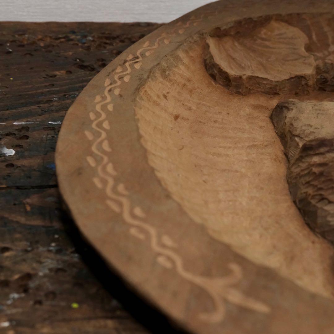 昭和レトロ 北海道 民藝 アイヌ 木彫熊 ガラス目 壁掛け 古道具 アンティーク