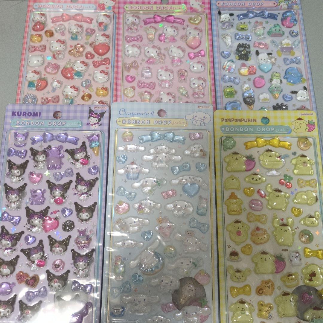 【正規品】サンリオ　第二弾　大サイズ　ボンボンドロップシール　6枚　コンビニ不可