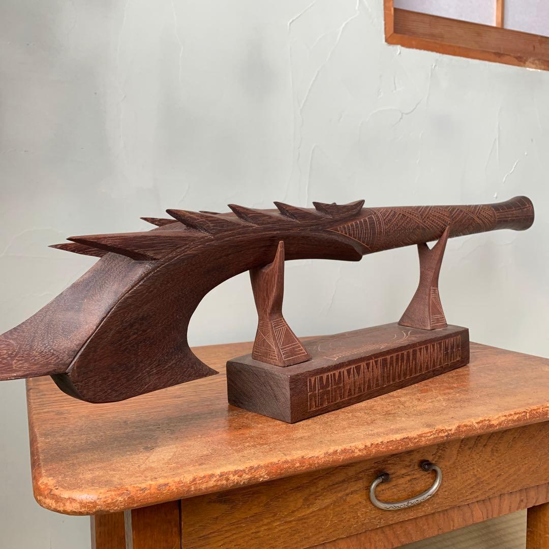 木製　木彫り　棍棒　サモア　刀掛け　土台つき　ニフォ・オティ　武器　コスプレ