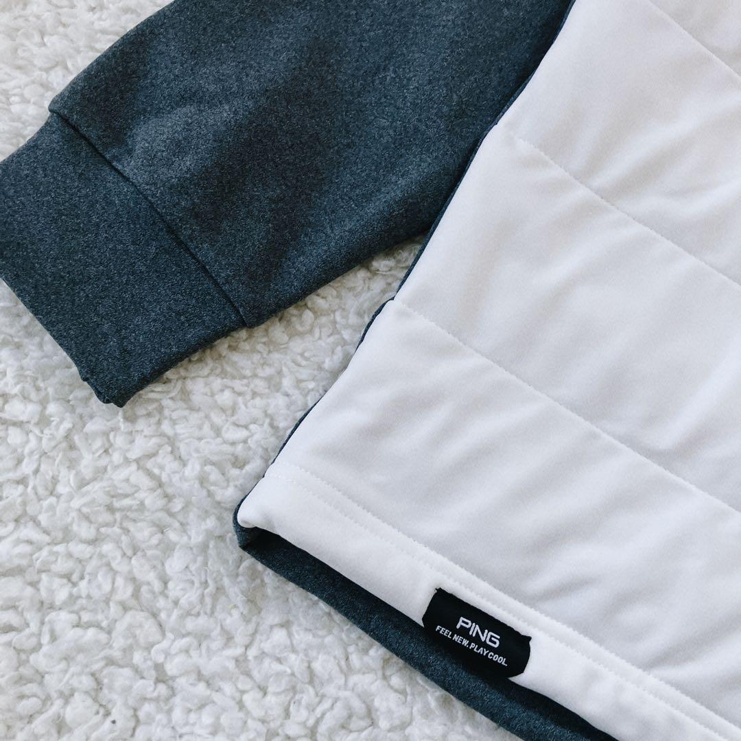 【新品】PING 2024年　キルティング ハーフジップシャツ　ホワイト　L
