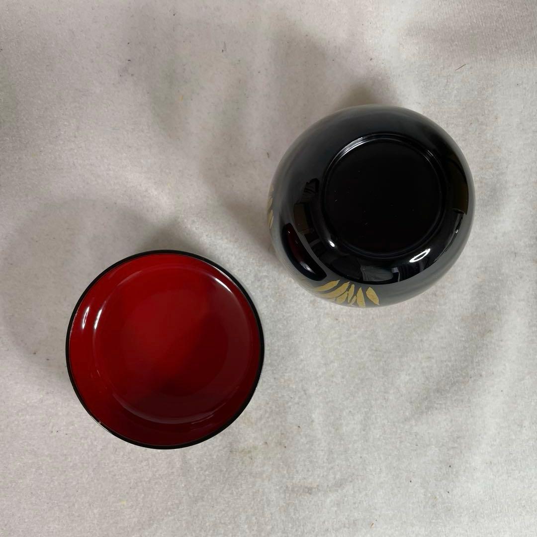 茶道具　八橋蒔絵　黒内朱中棗