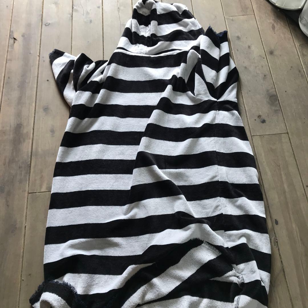 フード付きストライプ　着替え用ポンチョ