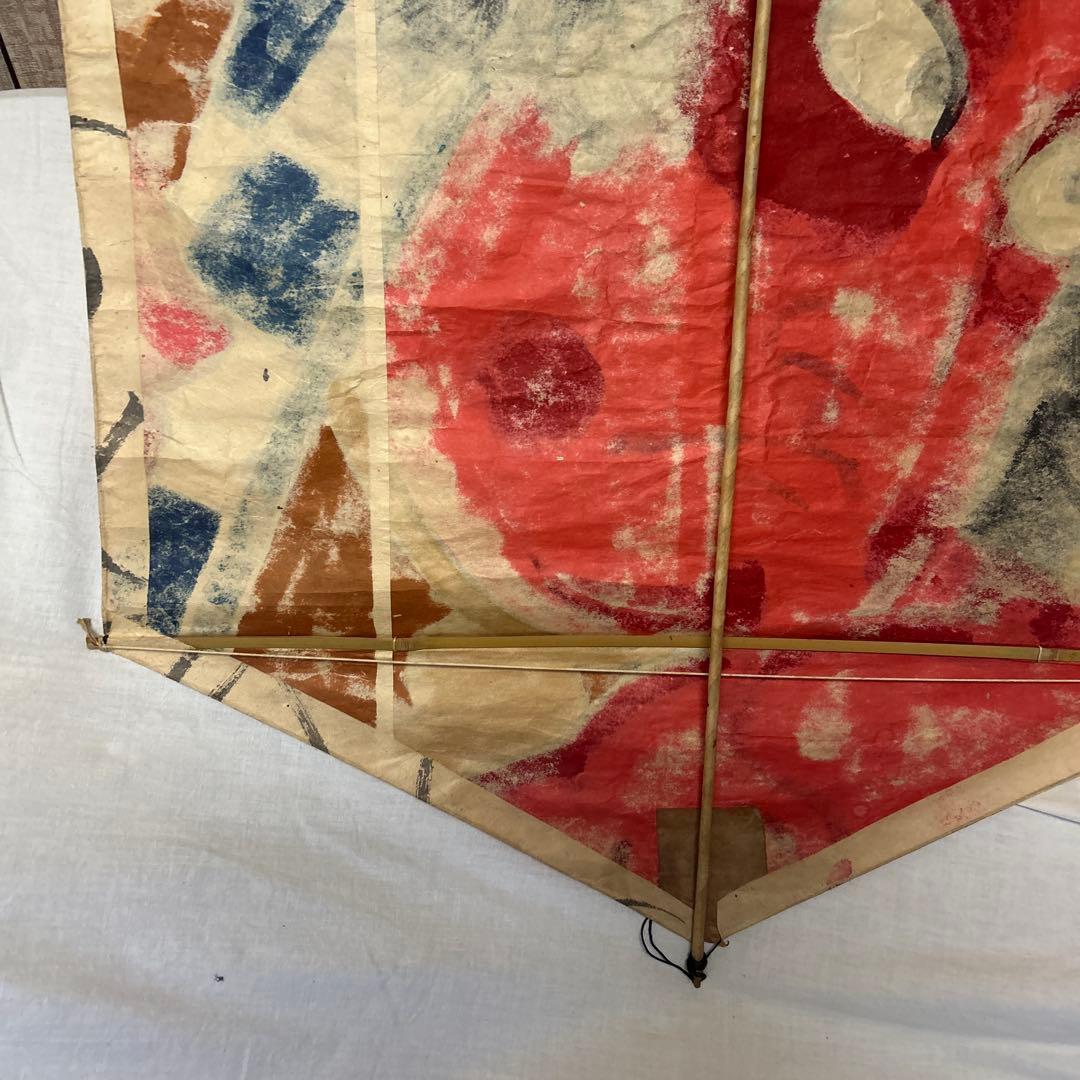 白根大凧　和風 六角形 凧 赤い顔の男　レトロ