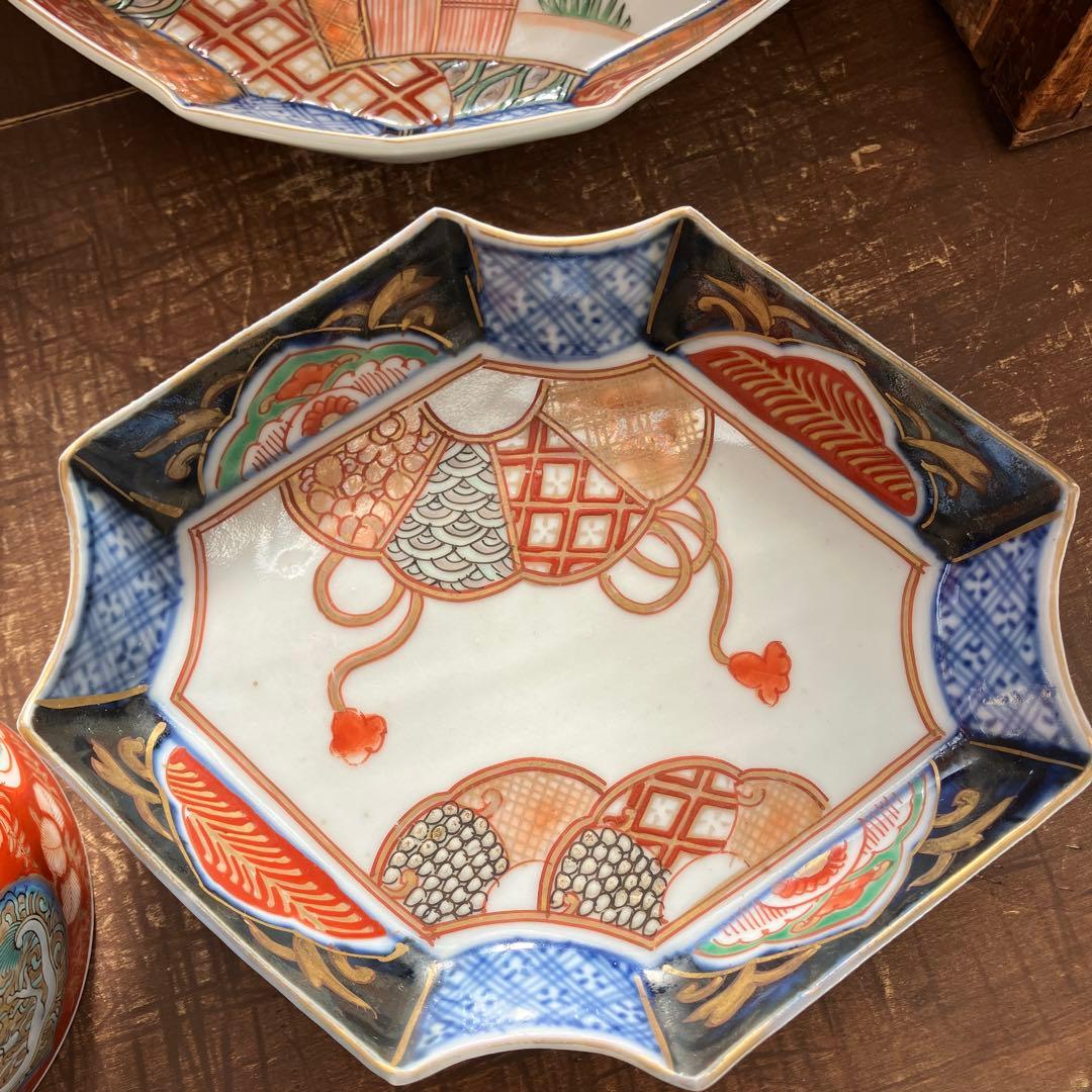 アンティーク　古伊万里　骨董　和食器 手描き色絵 6点セット