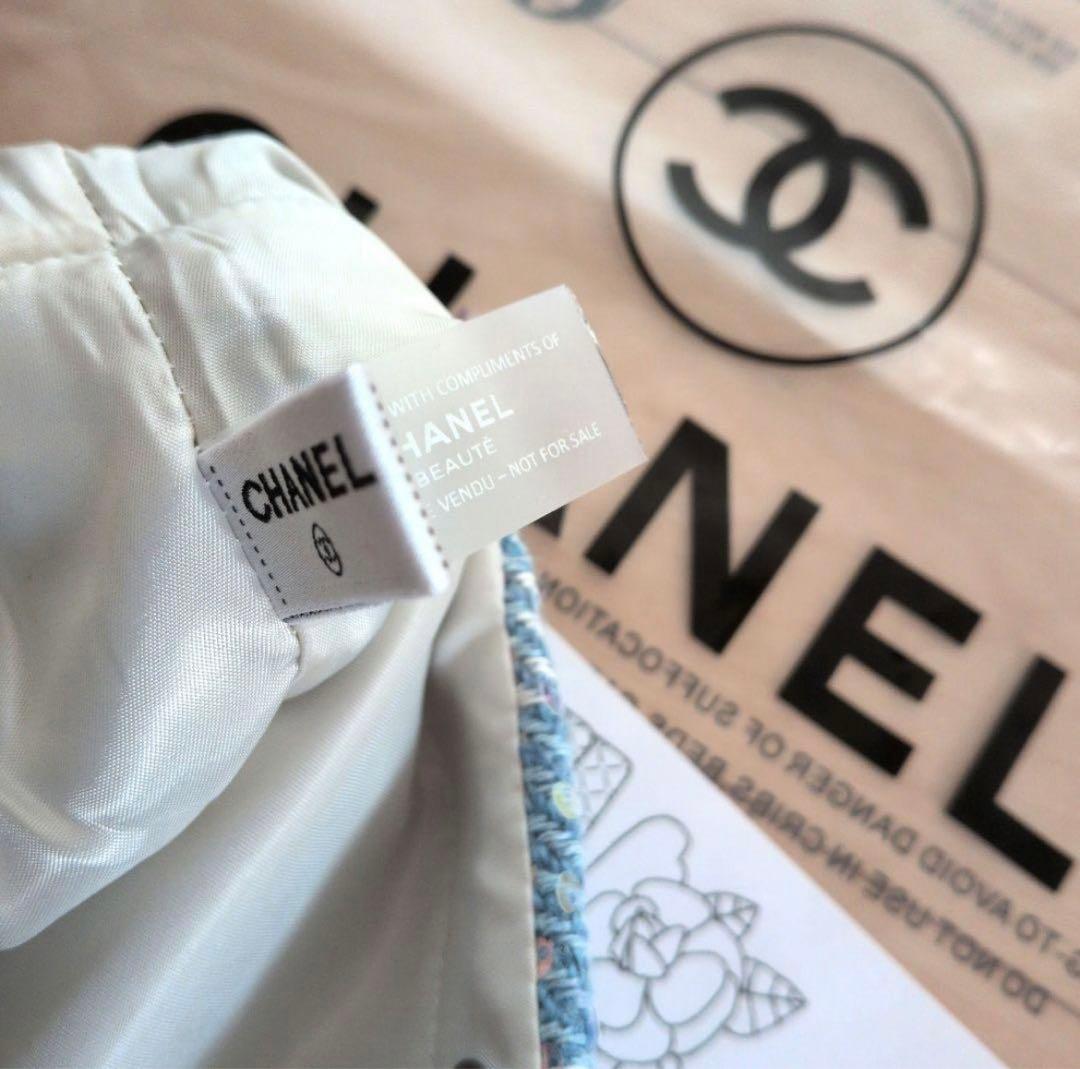 CHANEL シャネル ツイード チェック トートバッグ　水色　新品