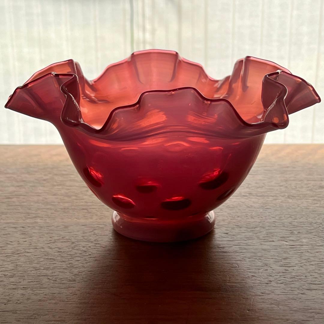 希少 フェントン ドット クランベリー フリルボール コンポート