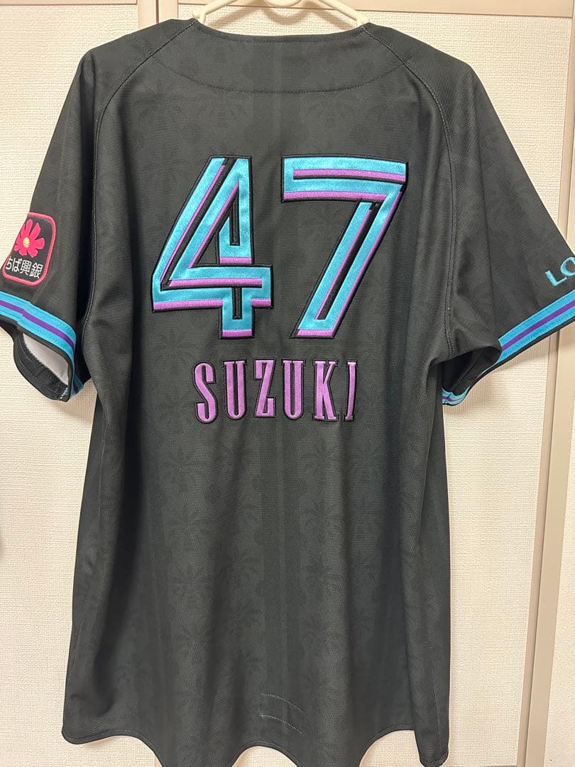 千葉ロッテマリーンズL 鈴木昭太47レプリカユニフォームBSW2025ブラサマ黒