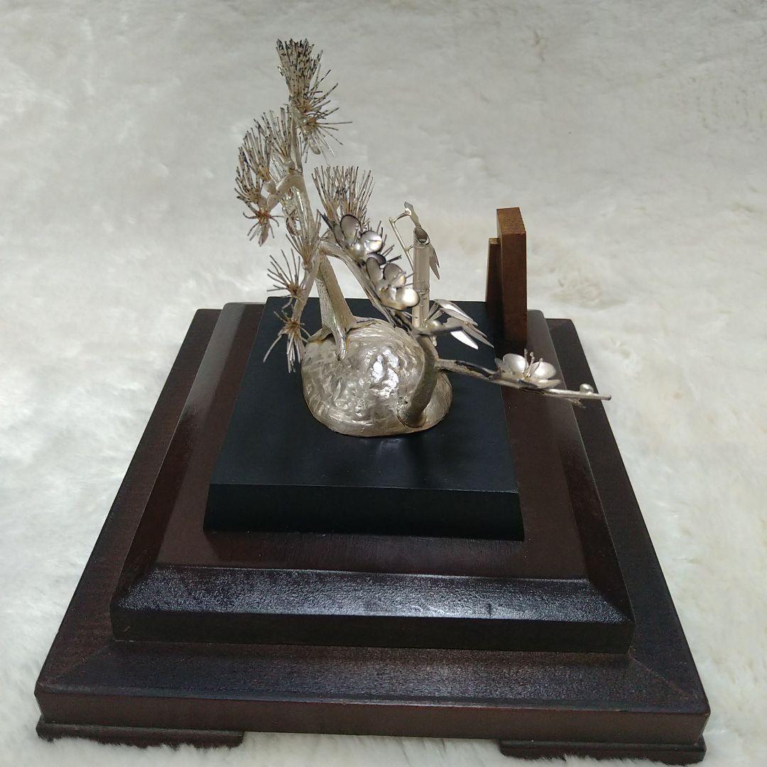 純銀製 松竹梅置物 開運