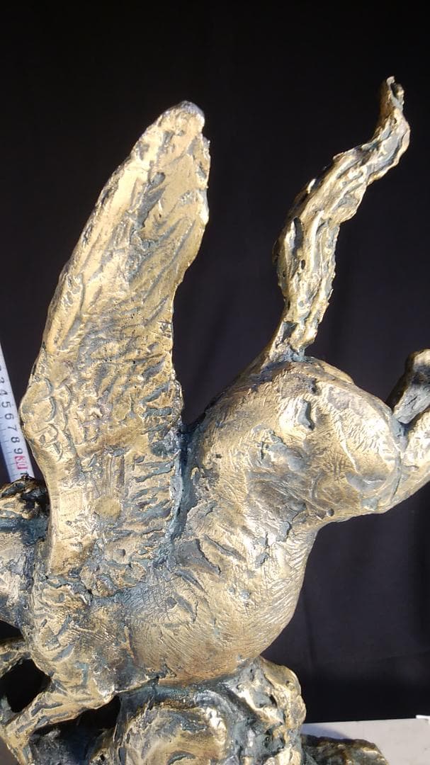 ブロンズ像 西望「春風」ペガサス天馬 高3４c重６kg/彫刻銅像/干支/縁起物