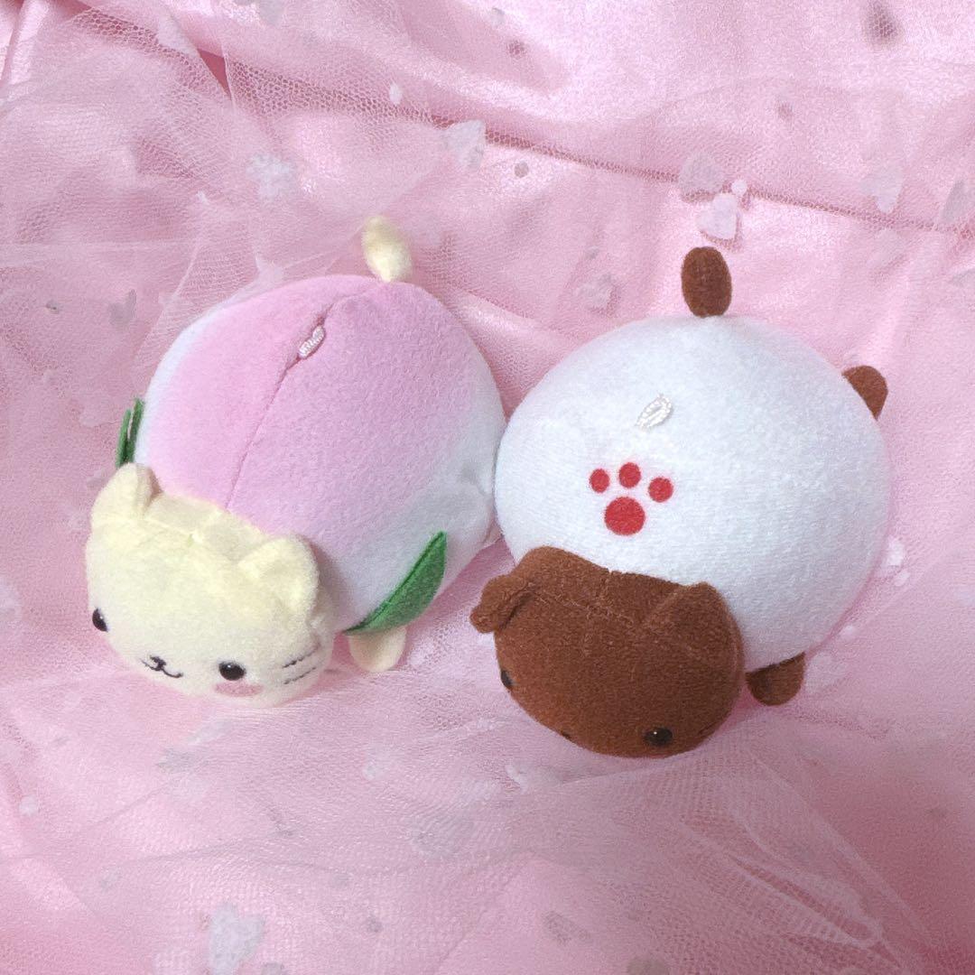 にゃんにゃんにゃんこ ぬいぐるみ 桃まん 餡まん