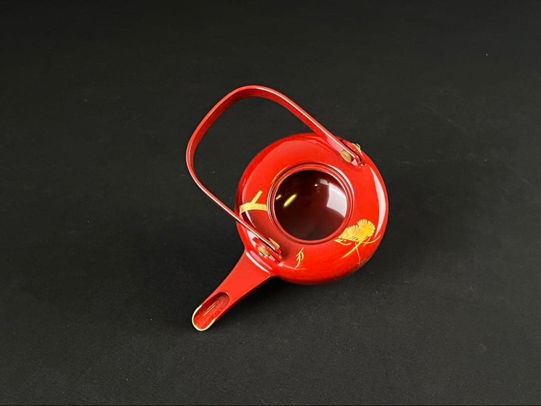 朱塗 屠蘇器・重箱セット 木製漆器 松竹梅 沈金 縁起柄 長寿 共箱